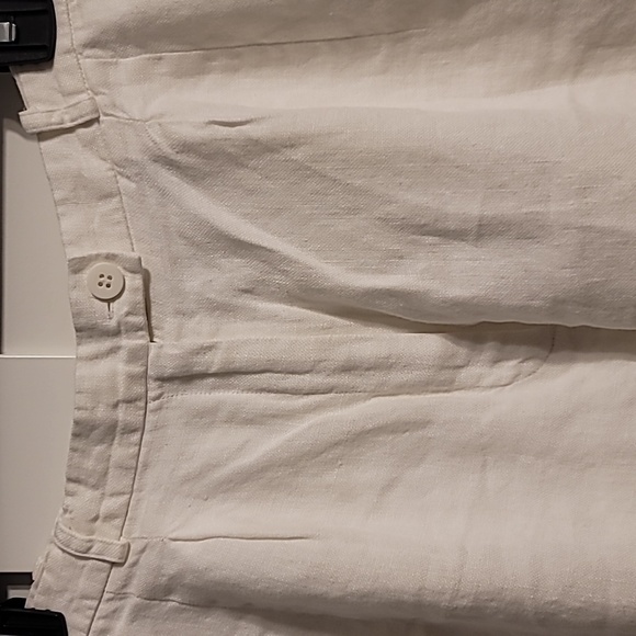 Talbots Irish Linen Pants Womens Sz 12 Petites White Tappered Lined Summer VTG - Picture 2 of 8